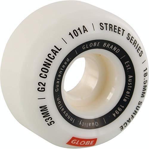 ウィール タイヤ スケボー 10125038-WHTESS-53 Globe G2 Conical Street Skateboard Wheels,White/Essenti｜maniacs-shop