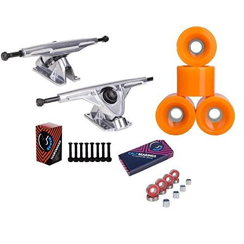 トラック スケボー スケートボード Cal 7 Longboard 10.75\" axle Silver Trucks 70mm Orange Wheels P"