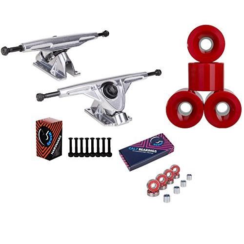 トラック スケボー スケートボード Cal 7 Longboard 10.75\" axle Silver Trucks 70mm Red Wheels Plus"