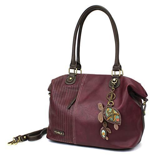 chala バッグ パッチ CHALA Laser Cut Crossbody Shoulder bag Tote Bag Faux Leather Plum (Two Turtles)