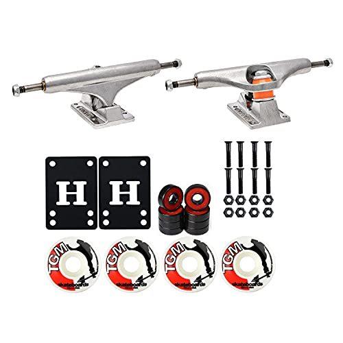 ウィール タイヤ スケボー INDEPENDENT Skateboard Trucks Mids 129 (7.6\") with Wheels, Bearings, Hardw"