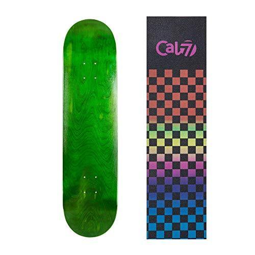 デッキ スケボー スケートボード Cal 7 Green Skateboard Deck with Graphic Grip Tape (Rainbow， 7.75