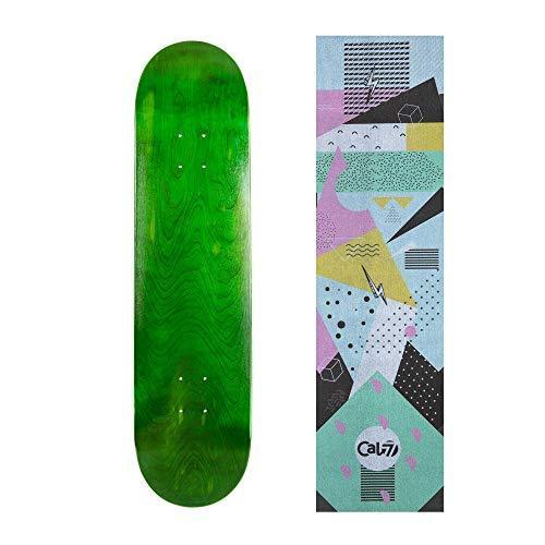 デッキ スケボー スケートボード Cal 7 Green Skateboard Deck with Graphic Grip Tape (Hella， 7.75 i