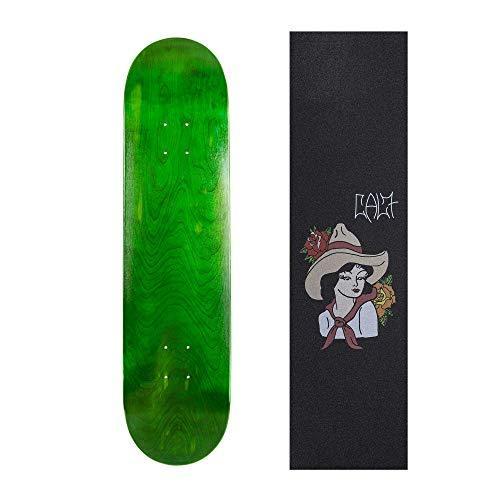 デッキ スケボー スケートボード Cal 7 Green Skateboard Deck with Graphic Grip Tape (Cowgirl， 7.75