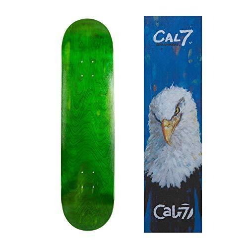 デッキ スケボー スケートボード Cal 7 Green Skateboard Deck with Graphic Grip Tape (Eagle， 7.75 i