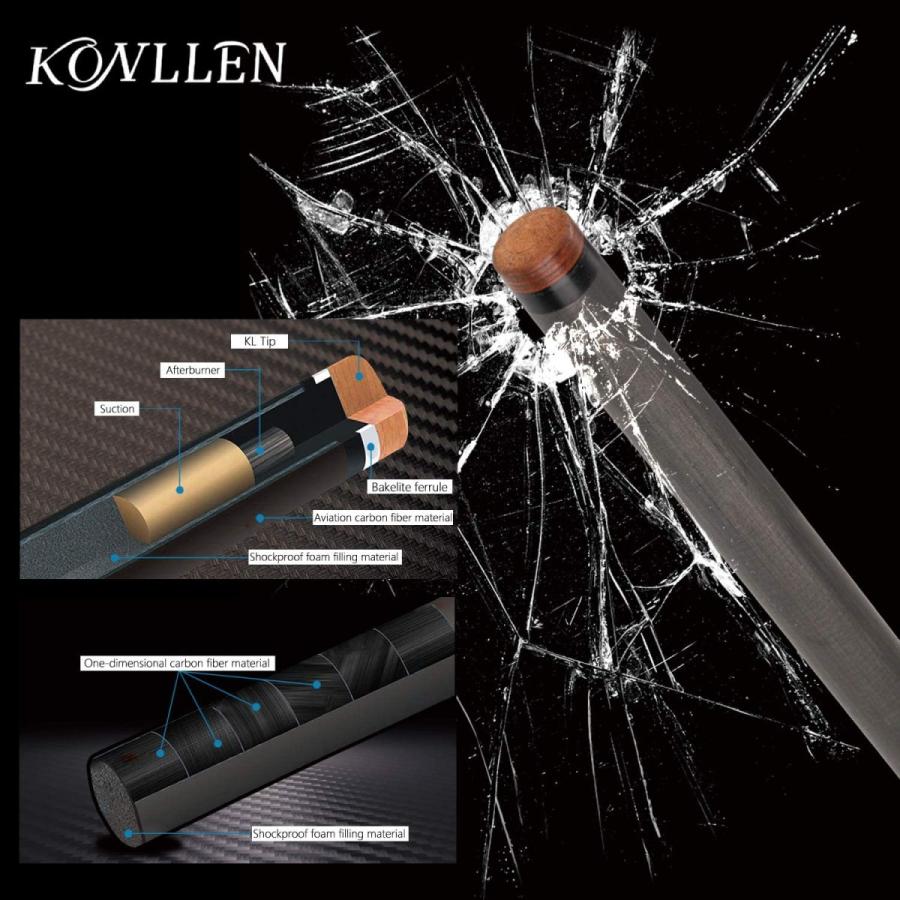 海外輸入品 ビリヤード KONLLEN Carbon Fiber Pool Cue Stick with PRO