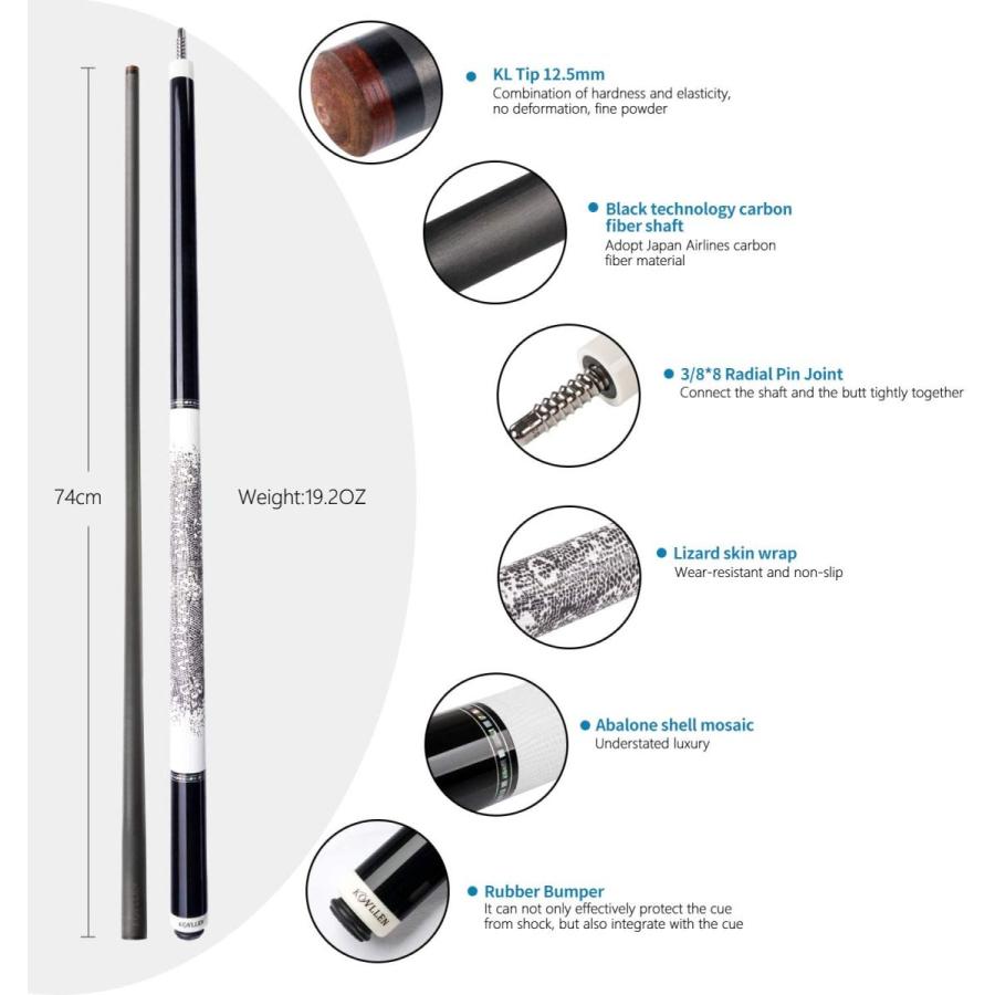 海外輸入品 ビリヤード KONLLEN Carbon Fiber Pool Cue Stick with PRO