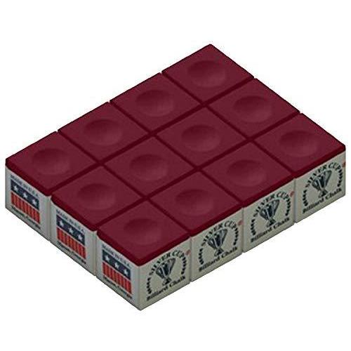 海外輸入品 ビリヤード MR-N19E-B3DE Silver Cup Chalk, Burgundy, 12-Piece Box