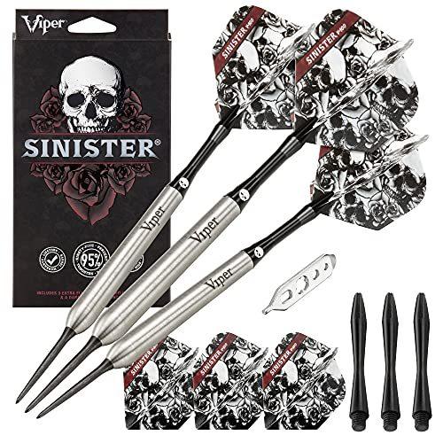 海外輸入品 ダーツ 23-3811-25 Viper by GLD Products Sinister 95% Tungsten Steel Tip Darts, 25 Grams,Sil