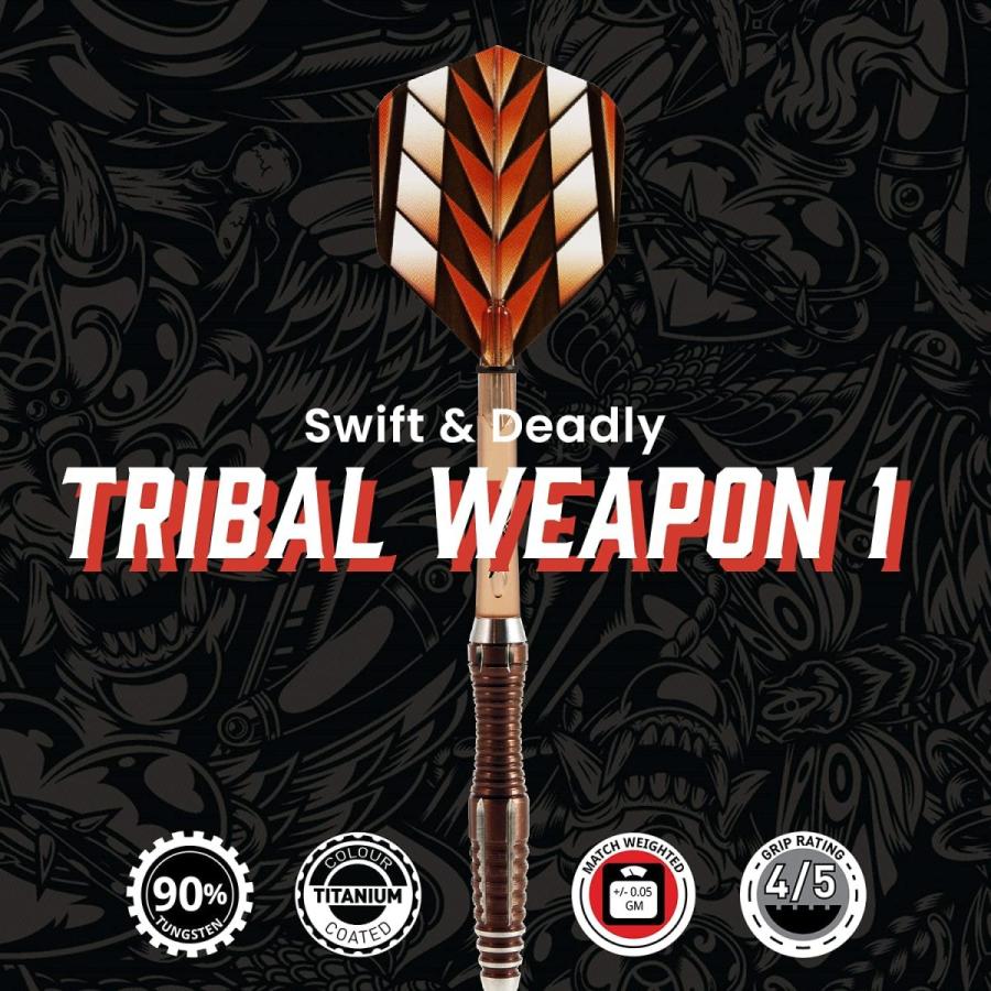 海外輸入品　ダーツ　TWST-123　Tribal　Weapon-Steel　Tungsten　Set-Front　Tip　Dart　Weighted-90%　Ba　Shot!　Darts