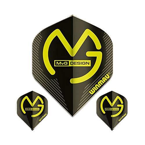 海外輸入品 ダーツ フライト Winmau Mega Standard Michael Van Gerwen Dart Flights, MvG Black, 75 Mic