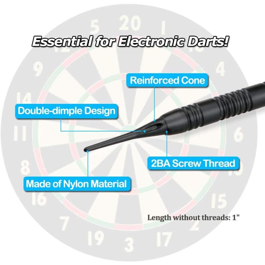 海外輸入品 ダーツ チップ DP-WMS-300P Wolftop 2BA Thread Soft Tip Dart Points 300 Pack - Plastic Darの画像