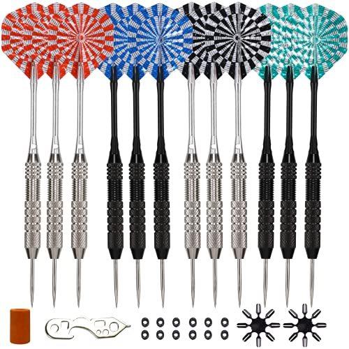 海外輸入品 ダーツ シャフト Professional Steel Tip Darts 12 PC Set | 12 PC Brass Barrels | 12 PC Al