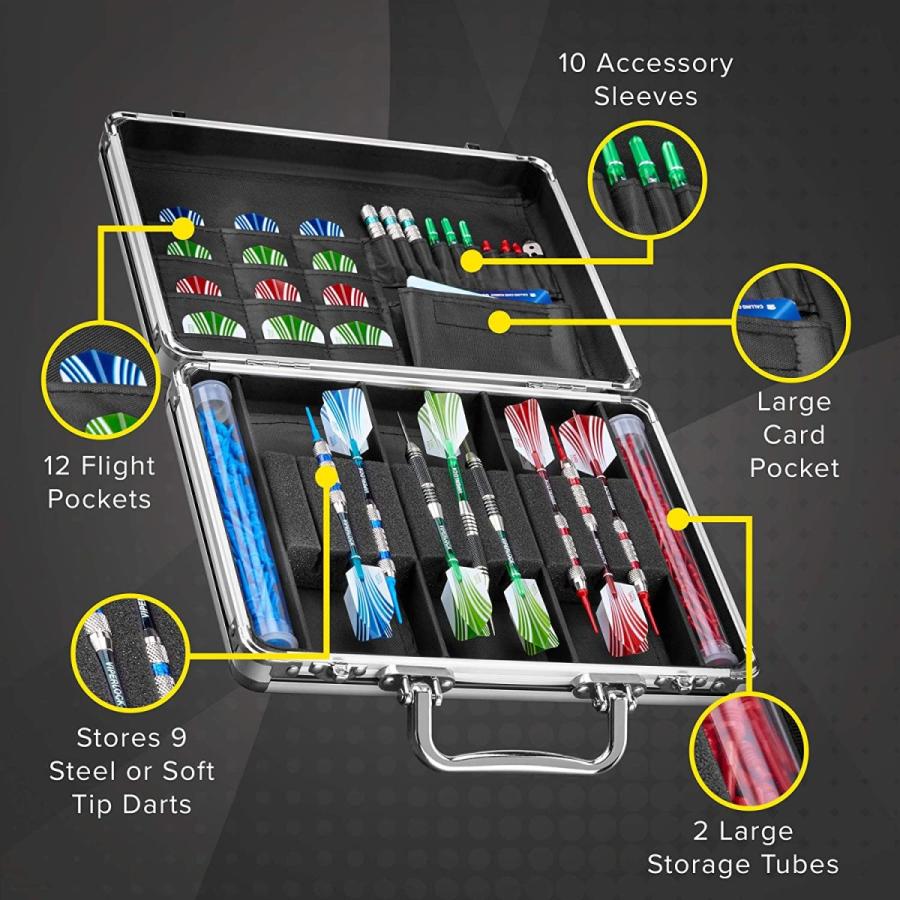 海外輸入品 ダーツ 36-0402-01 Casemaster Legion Aluminum Dart Case Holds 9 Steel Tip and Soft Tip Dartsの画像