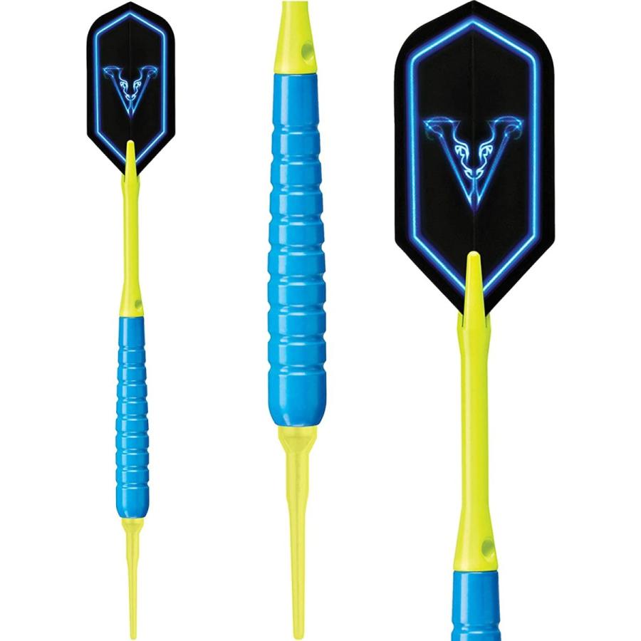 海外輸入品 ダーツ 20-9065 Viper V-Glo Blue 18 Gram Soft Tip Darts, Casemaster Select Black \u0026 2BA Tufflの画像