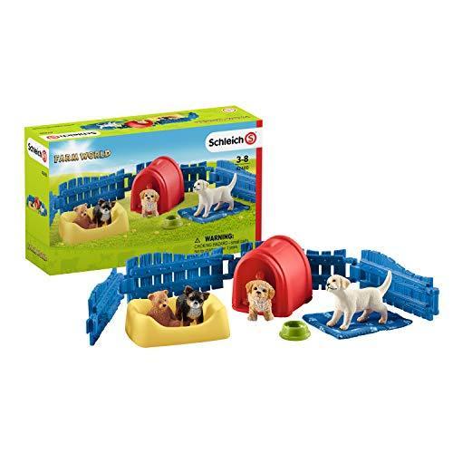 海外輸入 知育玩具 シュライヒホースクラブ 42480 Schleich Farm World Puppy Pen 13-Piece Educa