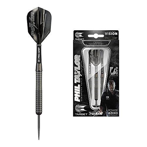 海外輸入品 ダーツ 200225 Target Darts - Phil Taylor Power 8Zero Titanium 25G Steel Tip Darts, Black