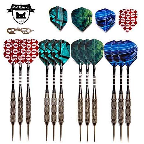 海外輸入品 ダーツ シャフト Professional Steel Tip Darts 12 PC Set | 12 PC Brass Barrels | 12 PC Al