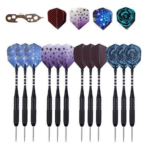 海外輸入品 ダーツ シャフト Professional Steel Tip Darts 12 PC Set | 12 PC Brass Barrels | 12 PC Al