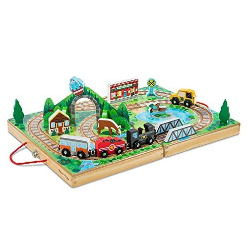 メリッサ&ダグ おもちゃ 知育玩具 30140 Melissa & Doug 17-Piece Wooden Take-Along Tabletop Railroa