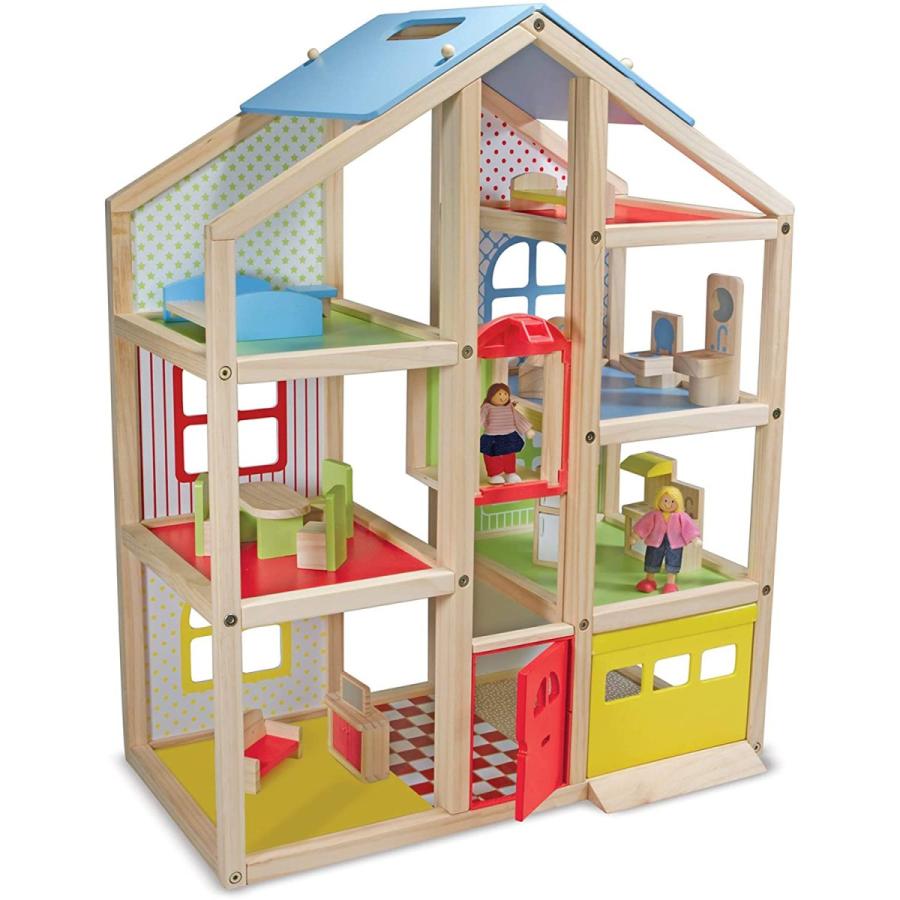 メリッサ&ダグ おもちゃ 知育玩具 2462 Melissa & Doug Hi-Rise Wooden Dollhouse With 15 pcs Furnitu