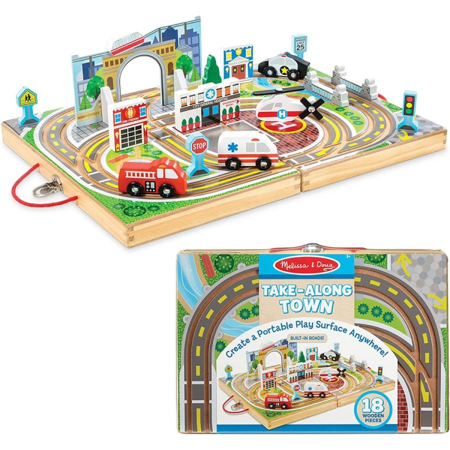 メリッサ\u0026ダグ おもちゃ 知育玩具 MND50535 Melissa \u0026 Doug 18-Piece Wooden Take-Along Tabletop Townの画像