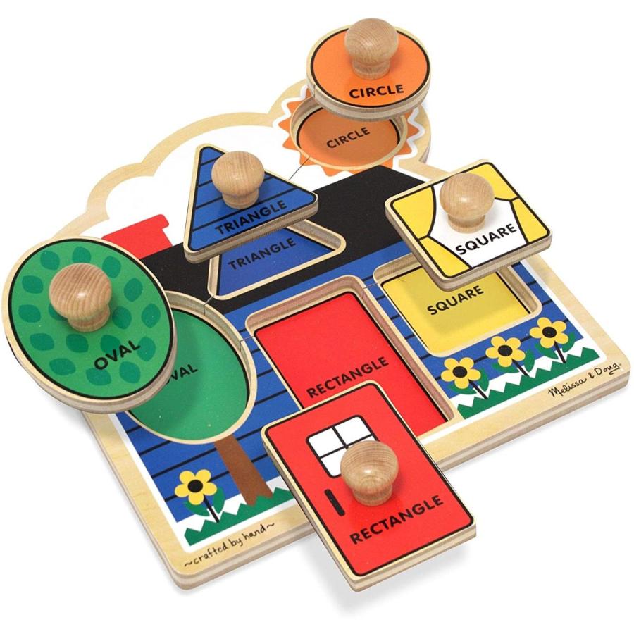 メリッサ\u0026ダグ おもちゃ 知育玩具 3520 Melissa \u0026 Doug Jumbo Knob Wooden Puzzles Set - Shapes and Bの画像