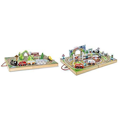 メリッサ&ダグ おもちゃ 知育玩具 Melissa & Doug Take-Along Railroad & Take-Along Town