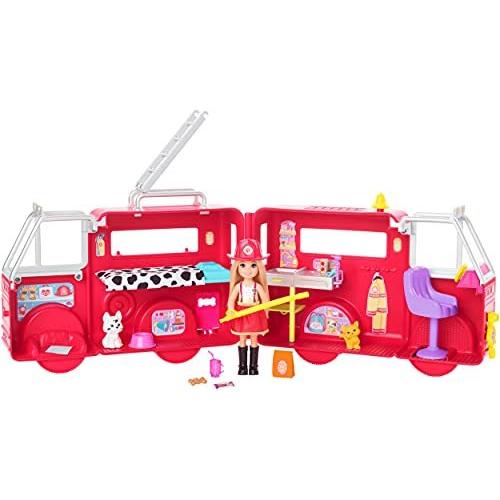 バービー バービー人形 HCK73 Barbie Chelsea Can Be Doll & Toy Fire Truck Playset with Blonde Small Do