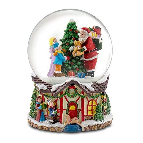 スノーグローブ 雪 置物 683332664531 Santa with Teddy Bear and Family Snow Globe