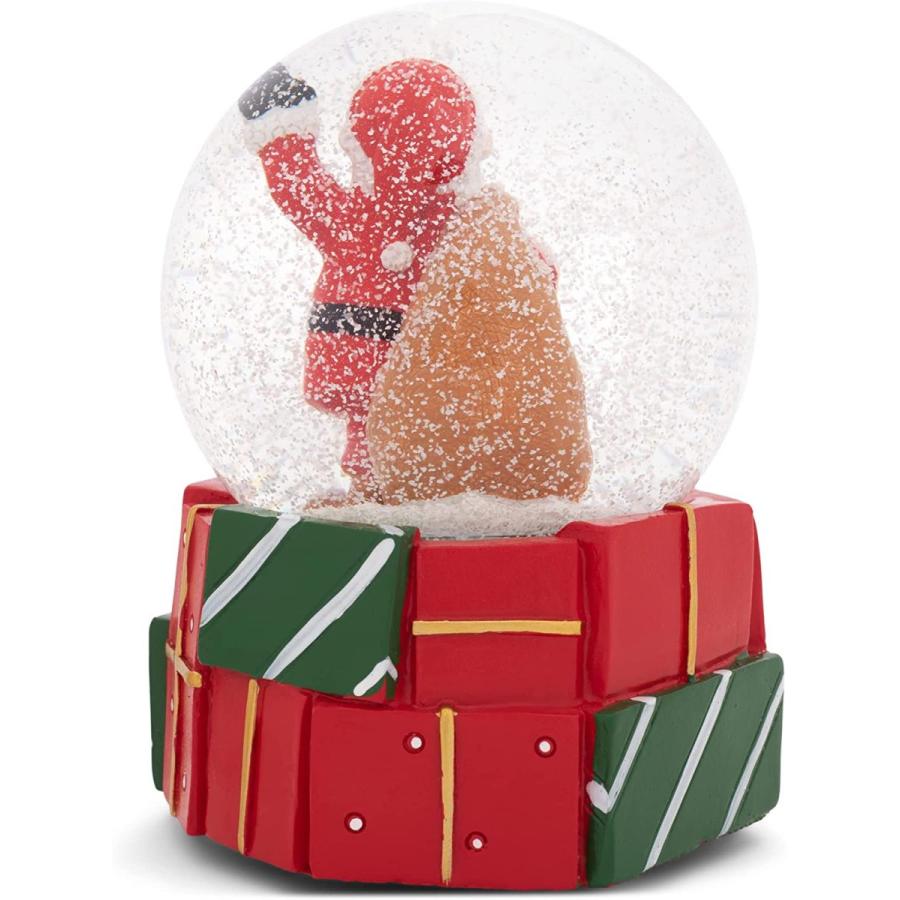 ネット卸売り スノーグローブ 雪 置物 FH88611-100 Elanze Designs Santa Presents Red Gift Wrap Bows Ribbon Sack Slei