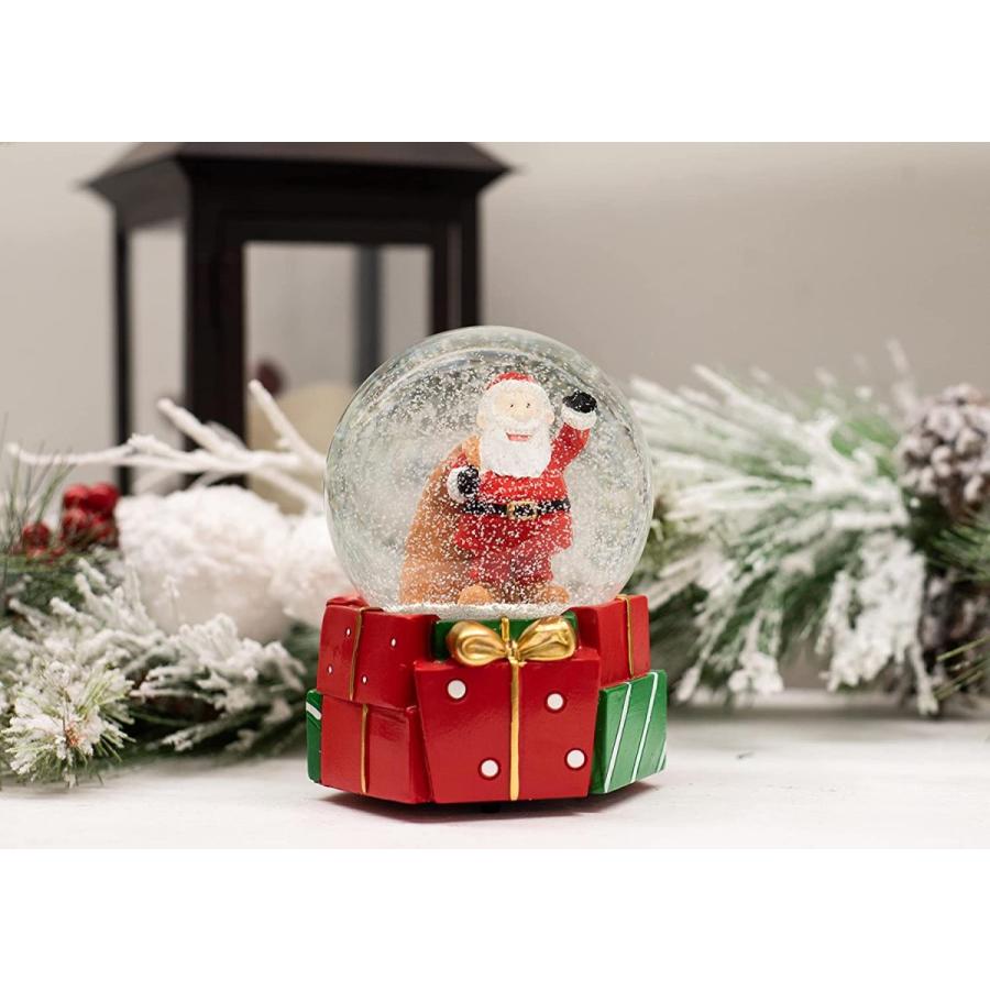 ネット卸売り スノーグローブ 雪 置物 FH88611-100 Elanze Designs Santa Presents Red Gift Wrap Bows Ribbon Sack Slei