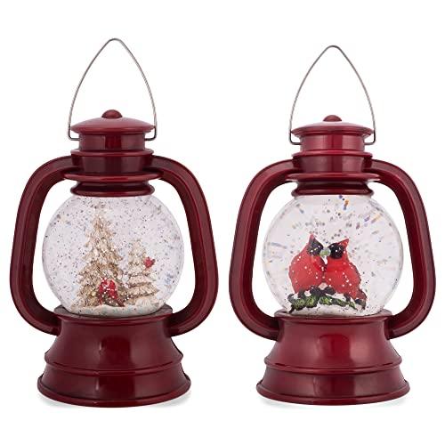スノーグローブ 雪 置物 Transpac LED Christmas Cardinal Red 7.75 Inch Acrylic Water Globe Lantern Setのサムネイル