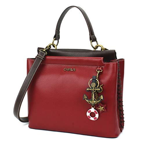 chala バッグ パッチ M848AC9 CHALA Charming Satchel with Adjustable Strap - Metal Anchor - Burgundy