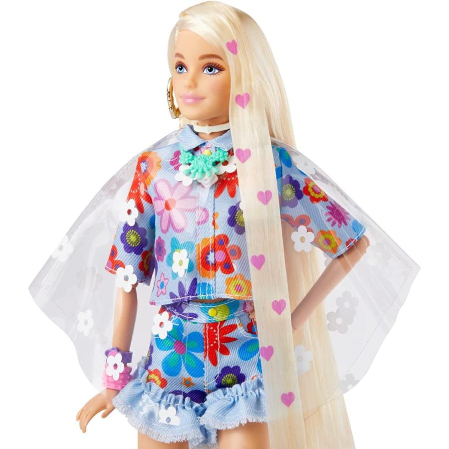 バービー バービー人形 HDJ45 Barbie Extra Doll and Accessories with Extra-Long Blonde Hair Wearing Fl_2
