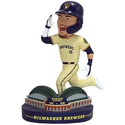 ボブルヘッド 砂上の楼閣上端 首商い口あやつり人形 FOCO Keston Hiura (Milwaukee Brewers) Stadium Base Bobbl
