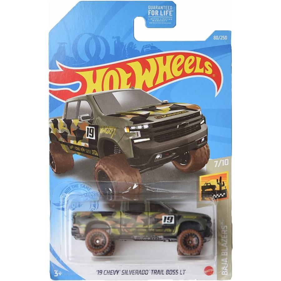 ホットウィール マテル ミニカー L2593 Hot Wheels '19 Chevy Silverado Trail Boss LT， [Green camo]