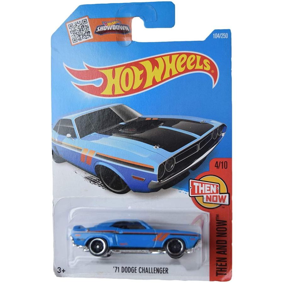 ホットウィール マテル ミニカー Hot Wheels 1:64 Scale '71 Dodge Challenger Car Model， Blue， 2 x 3
