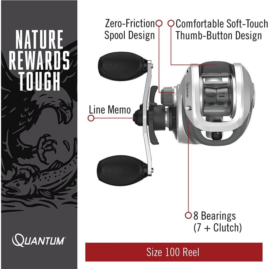 公式アウトレットストア リール Quantum 釣り道具 21-41505 Quantum Throttle Baitcast Fishing Reel， Size 100 Reel， Right-Hand Retr
