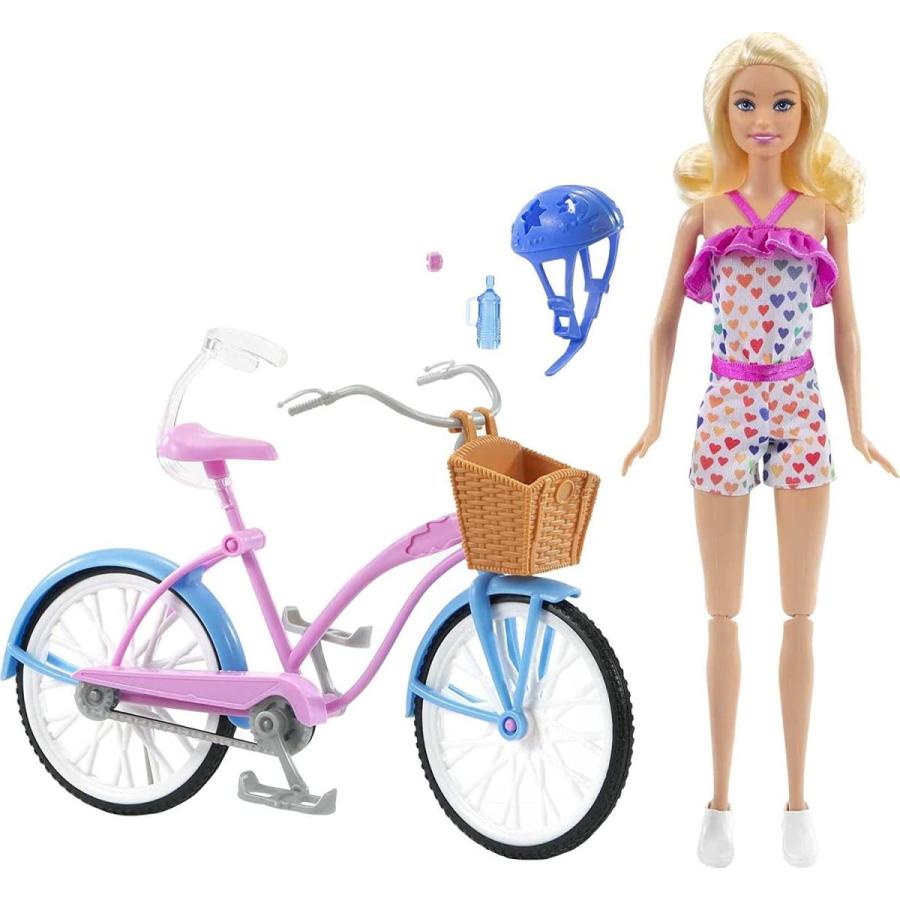 バービー バービー人形 HBY28 Barbie Doll and Bike Playset with Doll (11.5 in， Blonde)， Bicycle with R_4