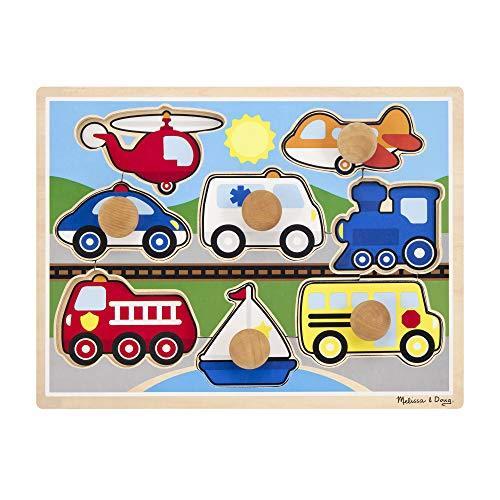メリッサ&ダグ おもちゃ 知育玩具 8980 Melissa & Doug Vehicle Jumbo Knob Puzzle， Wooden Peg Puzzle