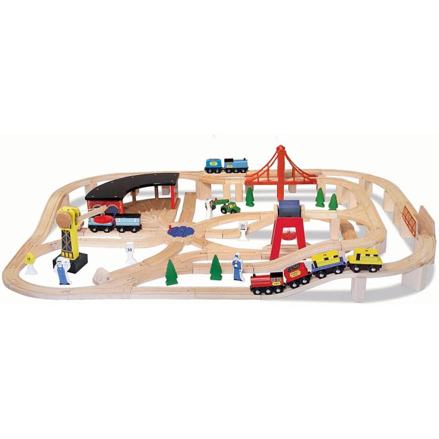 メリッサ\u0026ダグ おもちゃ 知育玩具 6073593 Melissa \u0026 Doug Deluxe Wooden Railway Train Set (130+ pcs
