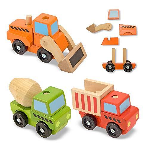 メリッサ&ダグ おもちゃ 知育玩具 3076 Melissa & Doug Stacking Construction Vehicles Wooden Toy Se