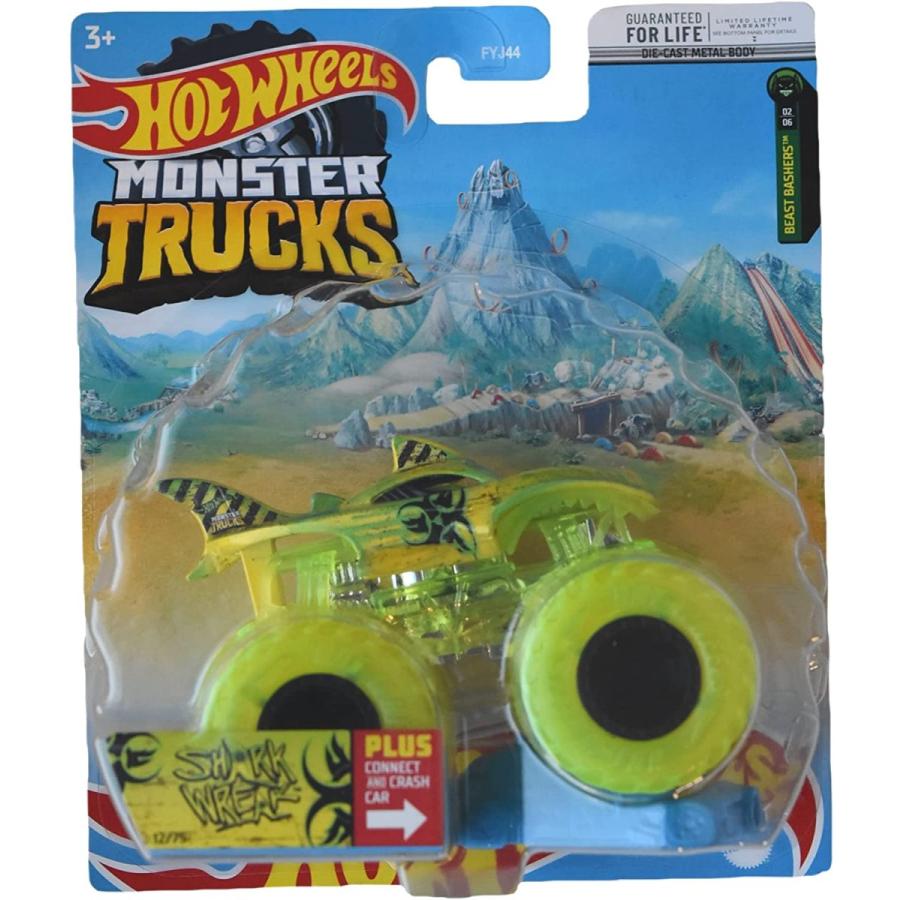 ホットウィール マテル ミニカー hhg65 Hot Wheels Monster Trucks Shark Wreak - Connect and Cruash
