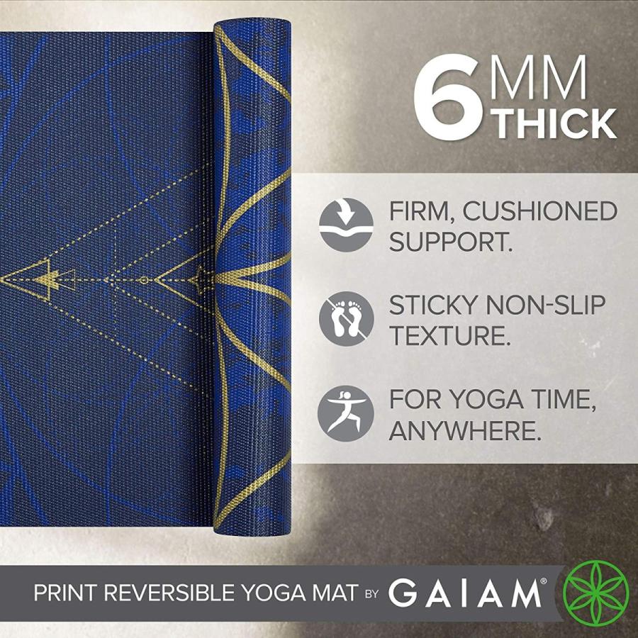 ヨガマット フィットネス 05-63369 Gaiam Yoga Mat Premium Print Reversible Extra Thick Non Slip Exercの画像