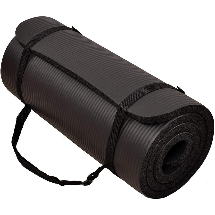 ヨガマット フィットネス AP1BLK BalanceFrom GoCloud 71x24 Inches Extra Thick Yoga Mat 1-Inch High-De