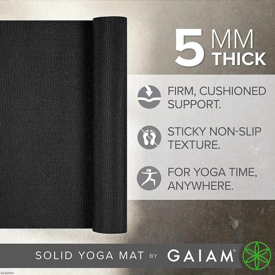 ヨガマット フィットネス 0018713625045 Gaiam Yoga Mat Premium Solid Color Non Slip Exercise \u0026 Fitnesの画像