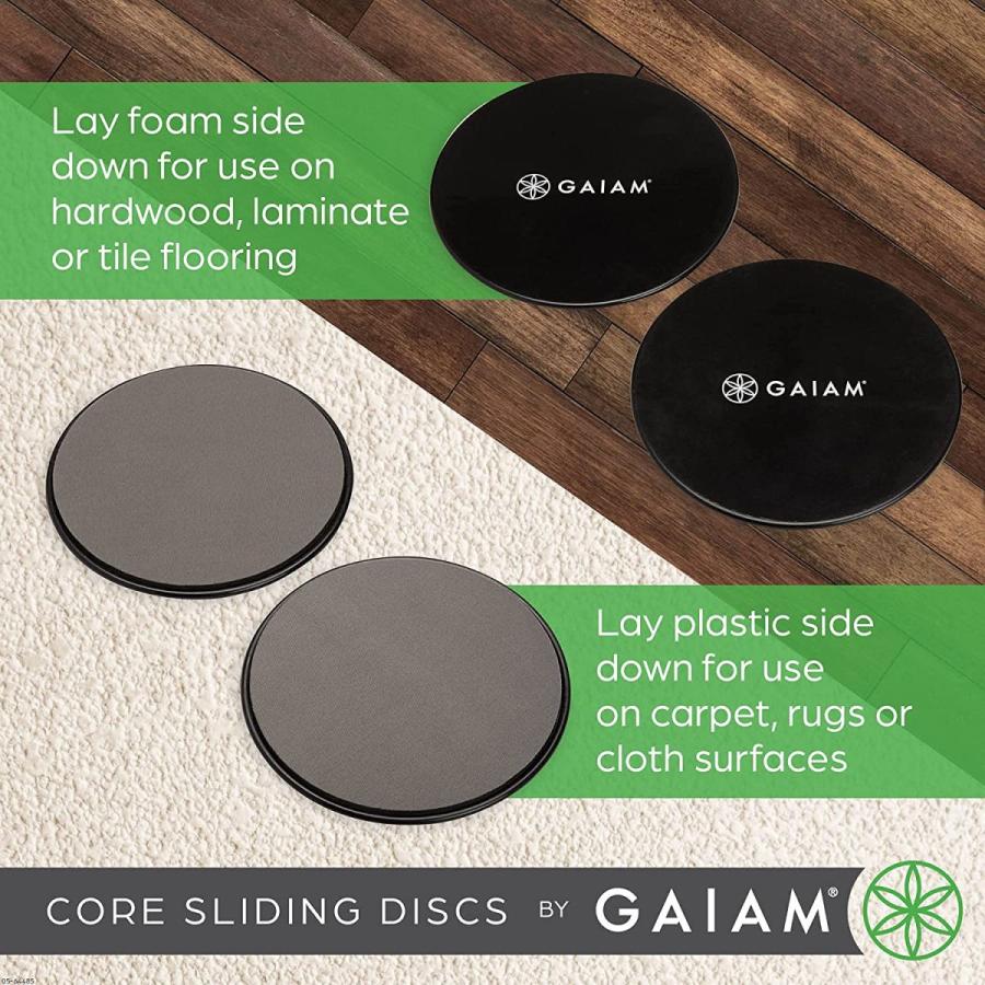 ヨガマット フィットネス 0018713644855 Gaiam Core Sliding Discs - Dual Sided Workout Sliders for Carの画像