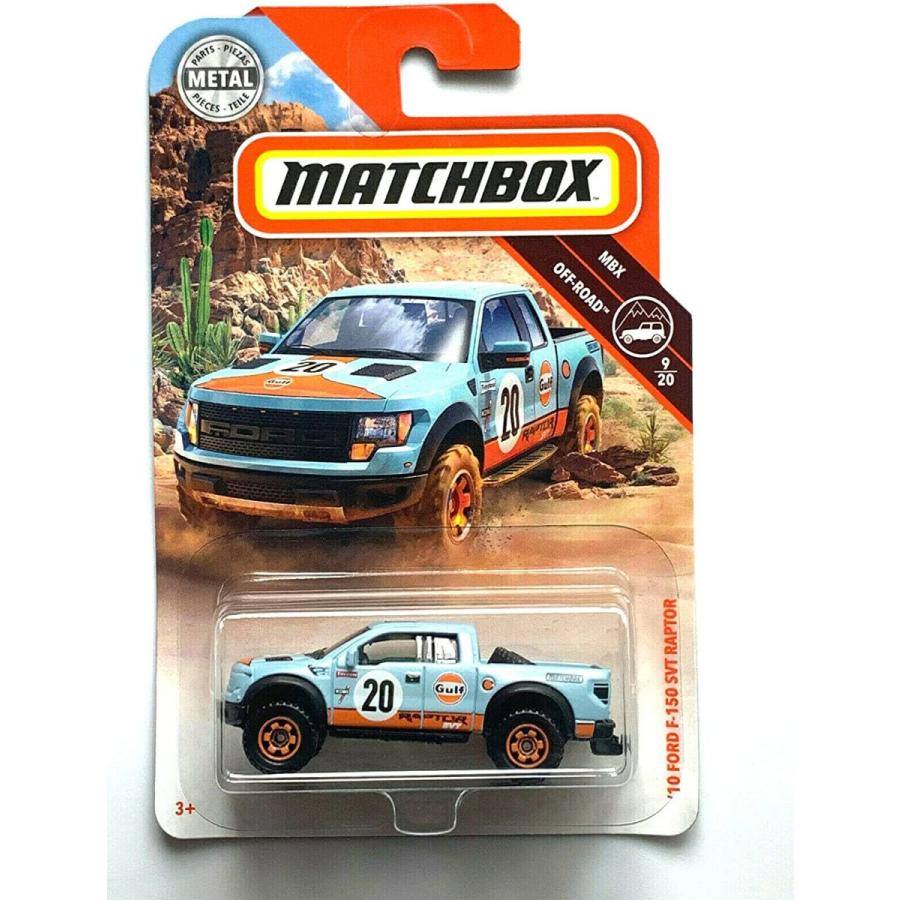 マッチボックス マテル ミニカー GVX41 Matchbox '10 Ford SVT Raptor, MBX Off Road 9/20 [Blue/Orang