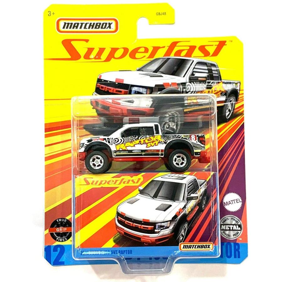 マッチボックス マテル ミニカー Matchbox Superfast #12 2010 F0rd F-150 SVT Raptor (White/red)